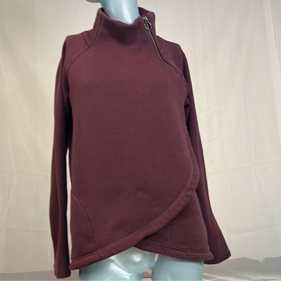 Athleta Cozy Karma Asym Pullover Maroon SP Petite - Picture 4 of 6